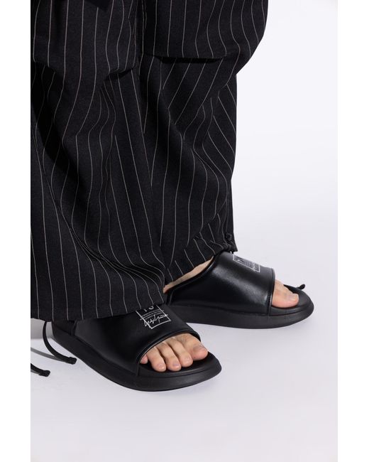 Y-3 Black Slides With Logo for men