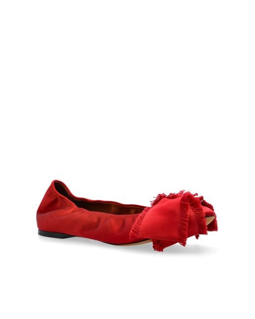 Lanvin Red Satin Ballet Flats