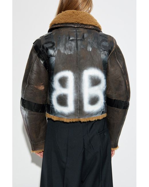 Balenciaga Black Shearling Coat With Vintage Effect