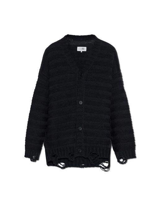 MM6 by Maison Margiela Black Cardigan With Wool Trim for men