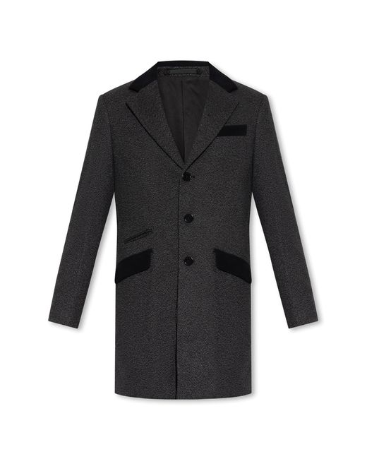 AllSaints Black ‘Tommy’ Single-Breasted Coat for men