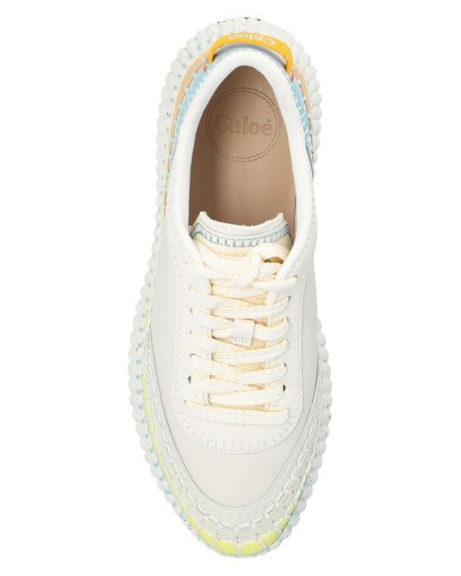Chloé White Nama Embroidered Leather Low-top Trainers