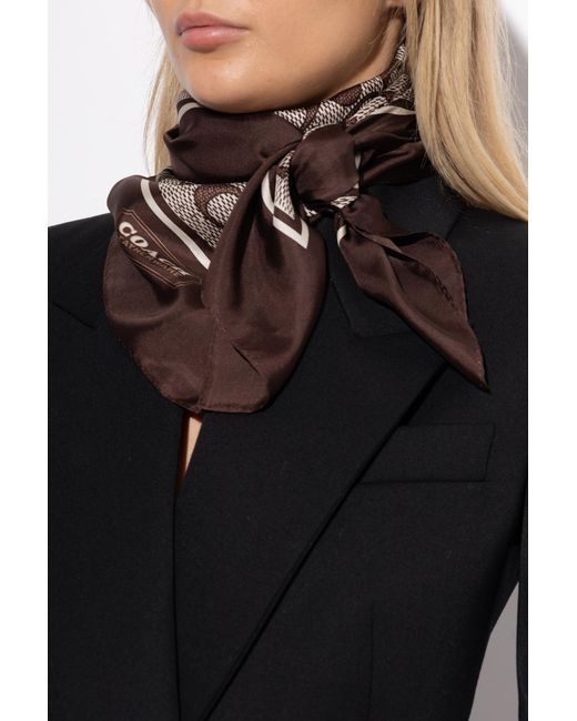 COACH Black Silk Scarf With Monogram
