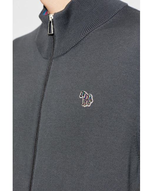 Paul Smith Blue Cardigan With Logo Patch for men