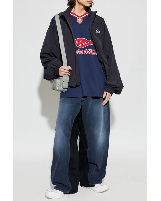 Balenciaga Blue Jacket With Logo for men