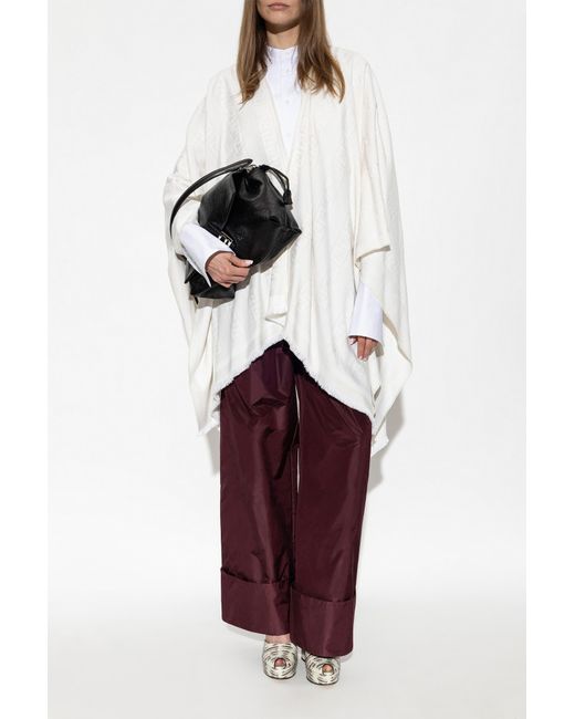 Fendi Red Wool Poncho
