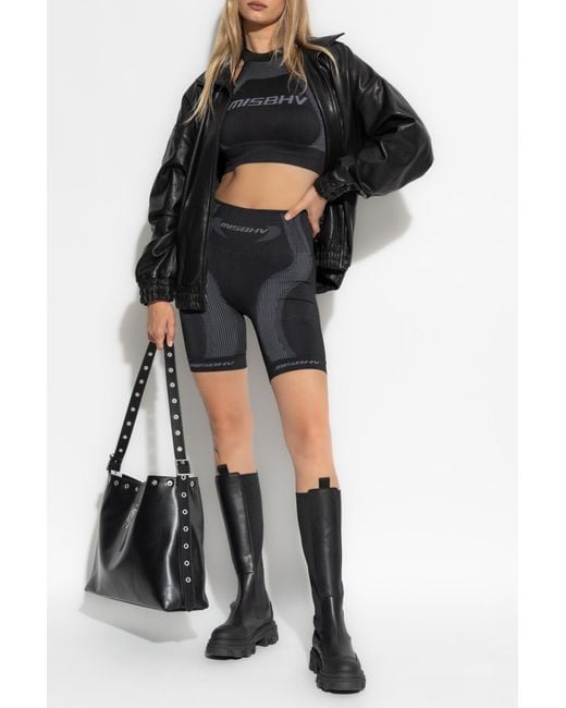 M I S B H V Black Short Leggings With Logo