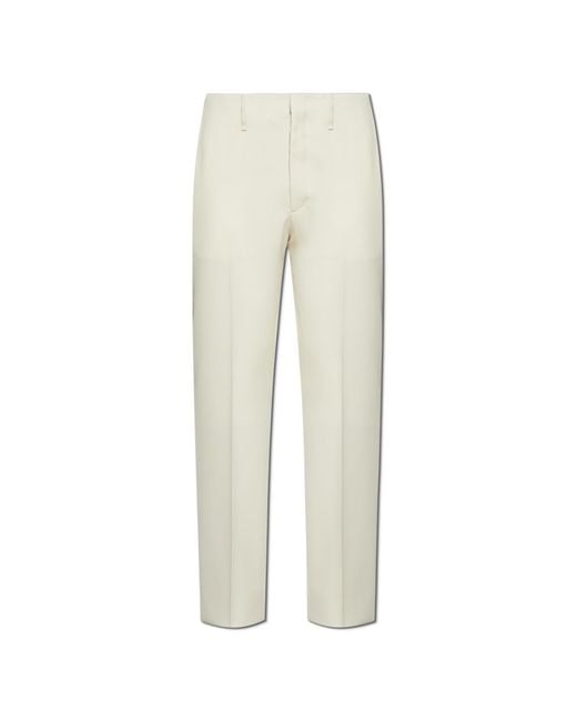Fendi White Wool Trousers With Crease for men