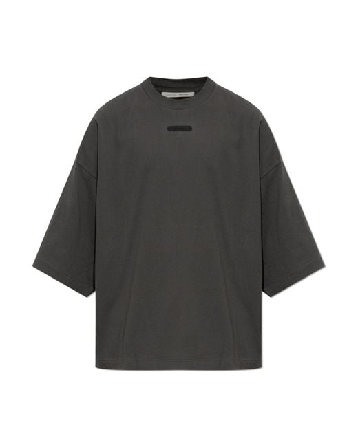 Fear Of God Gray Cotton T-Shirt With Sewn-In Logo for men