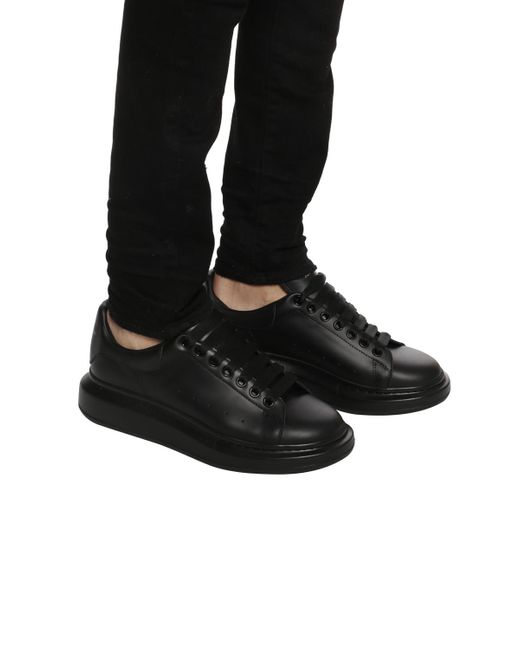 Alexander McQueen Black Exaggerated-Sole Studded Leather Sneakers for men