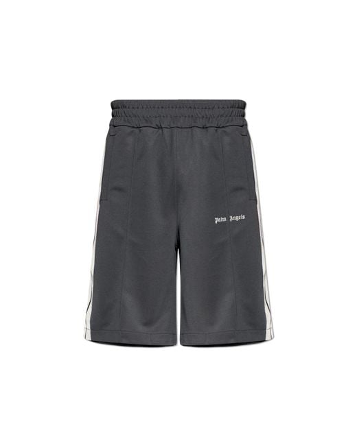 Palm Angels Gray Shorts With Logo for men