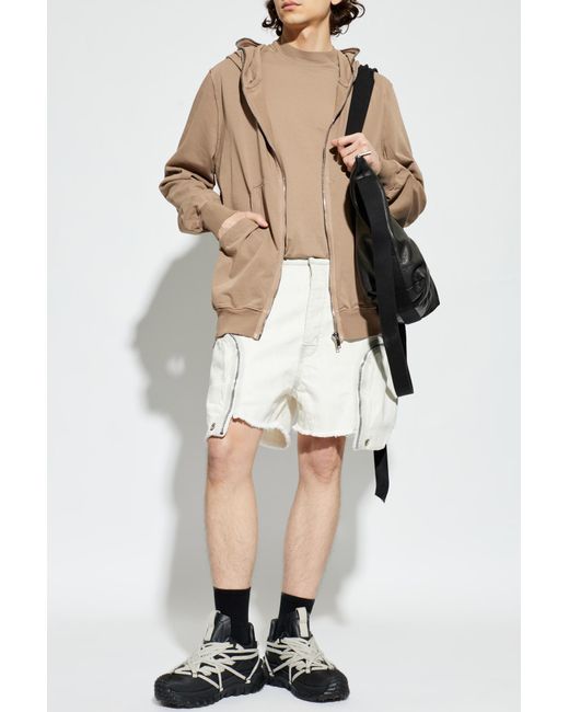 Rick Owens Natural Denim Shorts With Vintage Effect for men