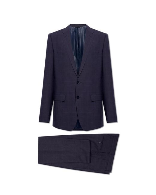 Dolce & Gabbana Blue Checked Suit for men
