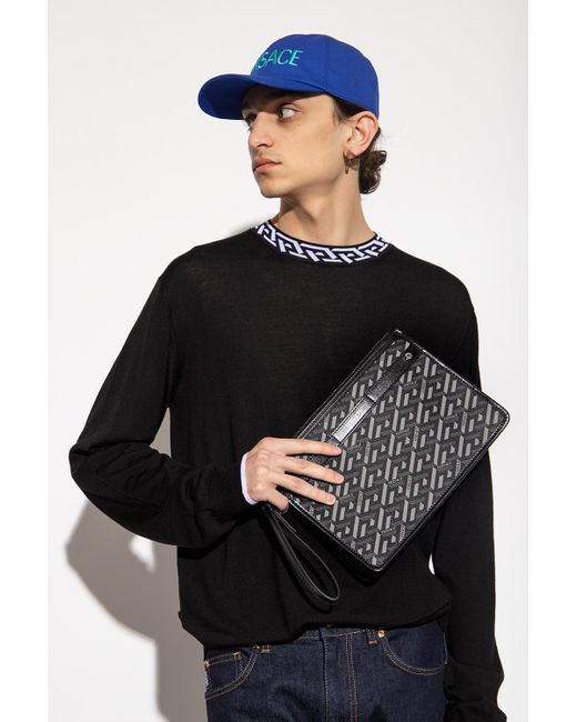 Versace Canvas Shoulder Bag in Black for Men | Lyst Australia