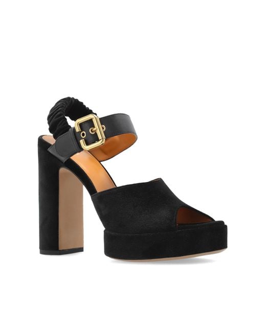Chloé Black Platform Sandals `aria`,
