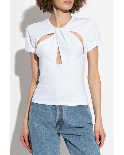 Coperni White T-Shirt With Decorative Cut-Outs