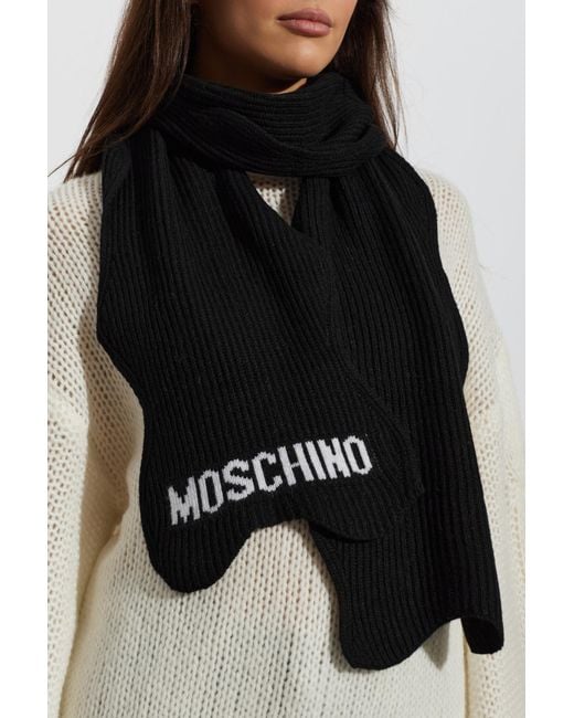 Moschino Black Scarf With Logo
