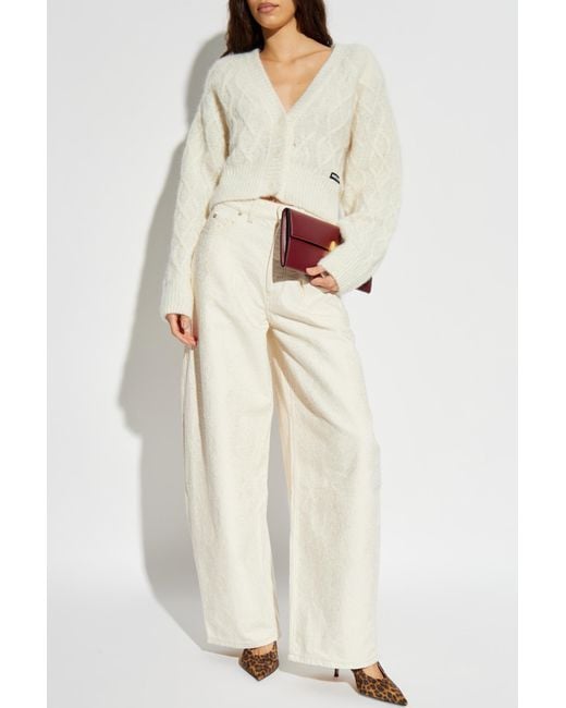ROTATE BIRGER CHRISTENSEN White Cardigan With Logo Patch