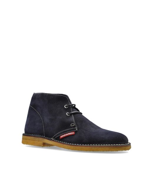 DSquared² Blue Suede Ankle Boots for men