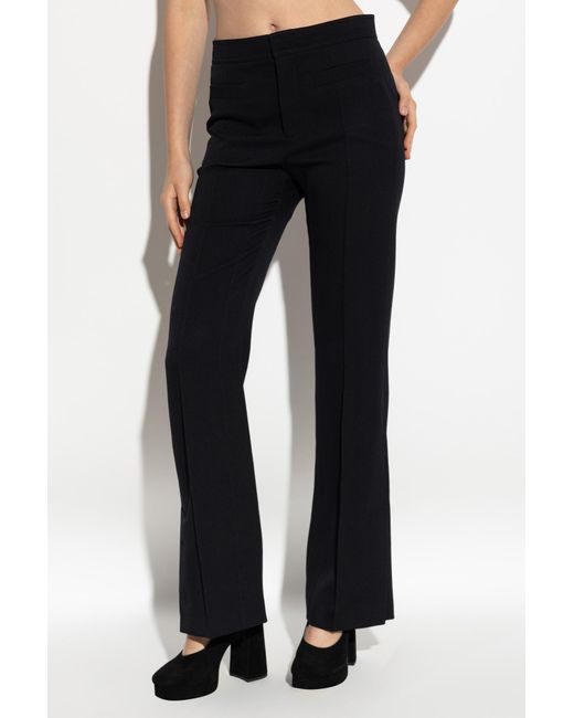 Chloé Black Wool Pleated Trousers
