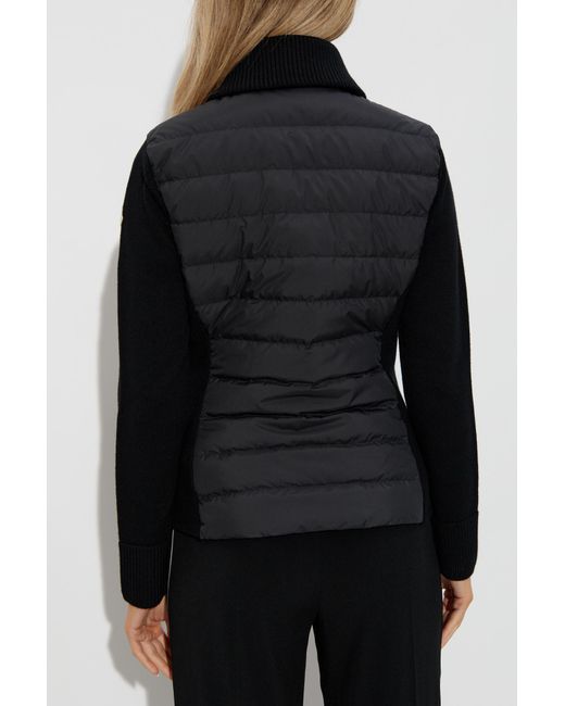 Moncler Black Cardigan With Stand-Up Collar