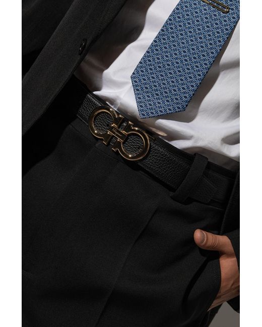 Ferragamo Black Reversible Belt for men