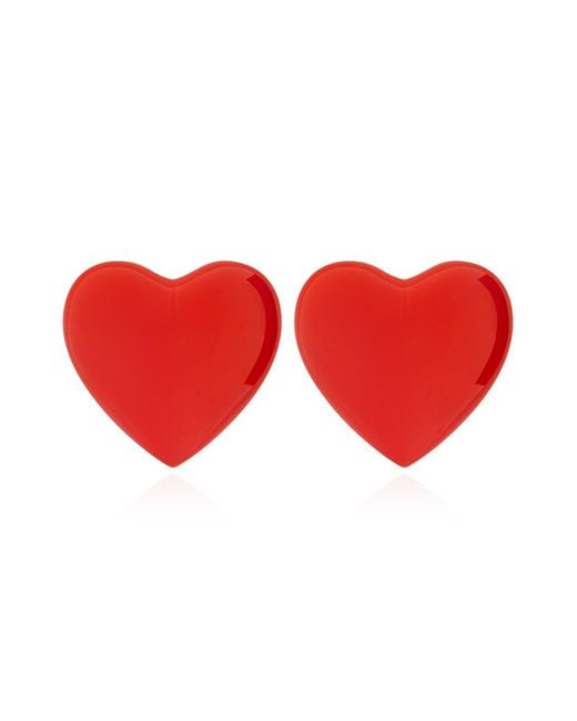 Moschino Red Heart Motif Clip-On Earrings