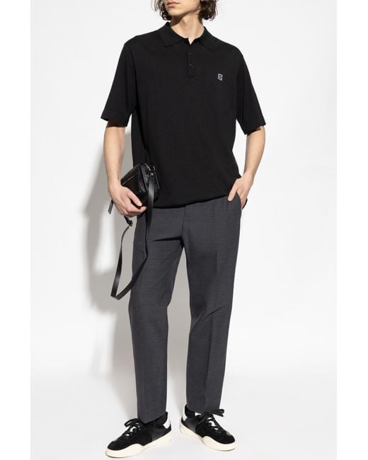 Balmain Black Polo With Logo for men