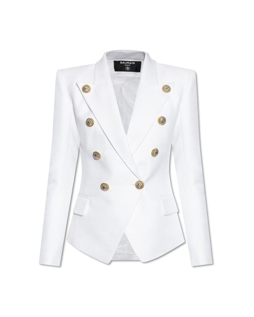 Balmain White Blazer With Pockets