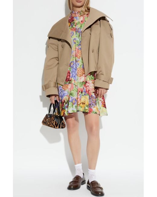 Moschino White Cotton Dress With Floral Motif