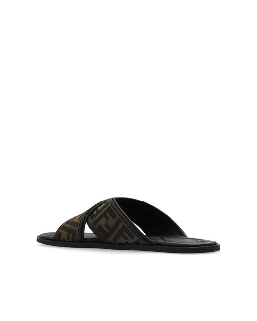 Fendi Brown Slides With Logo for men