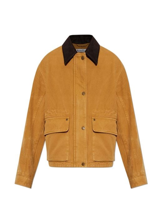 Acne Orange Jacket With Leather Collar