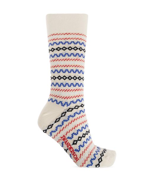 J.W. Anderson White Patterned Socks