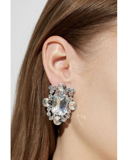 Self-Portrait Metallic Earrings With Shimmering Crystals