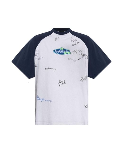Balenciaga Blue T-Shirt With Print for men