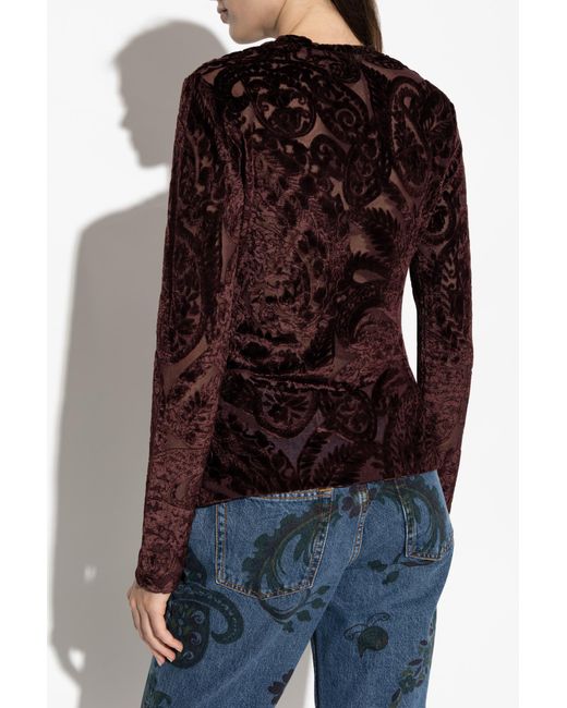 Etro Purple Top With A Velvet Pattern
