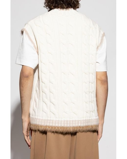 LACOSTE RUNWAY Natural Vest With A Decorative Weave for men