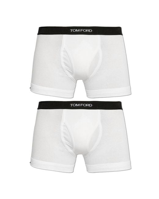Tom Ford White Two-Pack Of Boxers With Logo for men