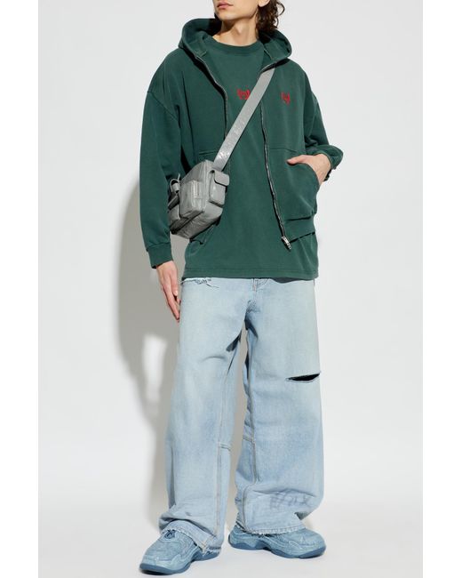 Balenciaga Green T-Shirt With Embroidered Logo for men
