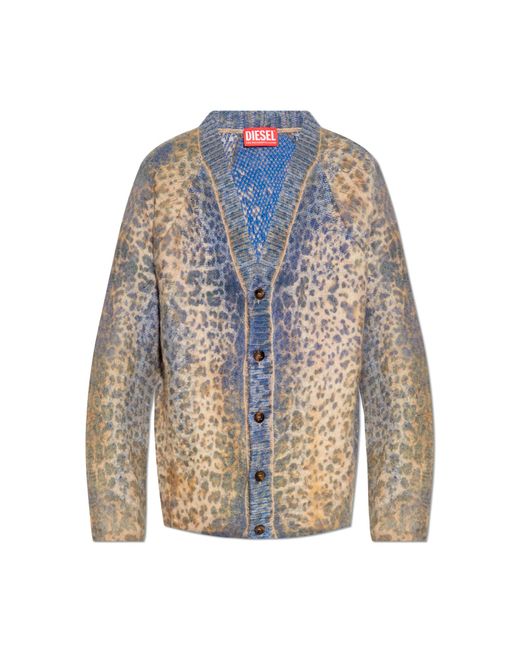 DIESEL Blue Cardigan With Animal Motif K-Penros-A for men