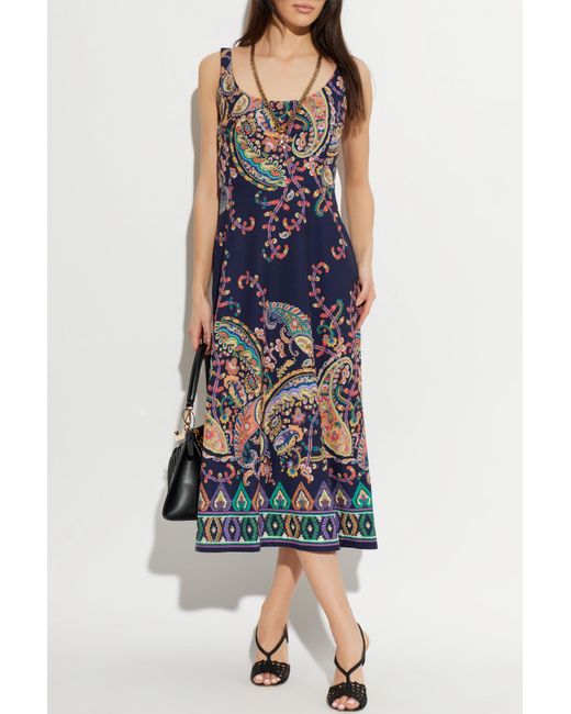 Etro Blue Patterned Sleeveless Dress