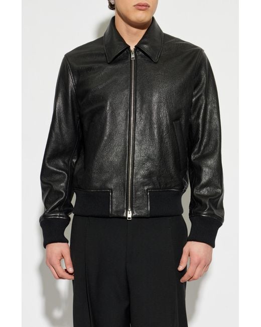 AMI Black Leather Jacket for men