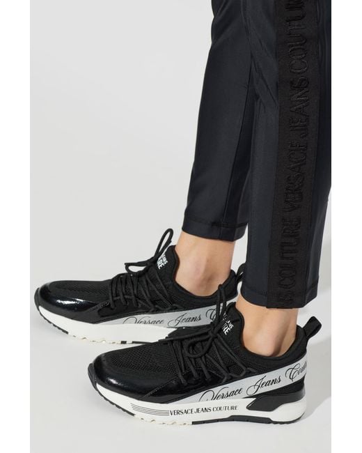 Versace Jeans Couture Black Sports Shoes With Printed Logo