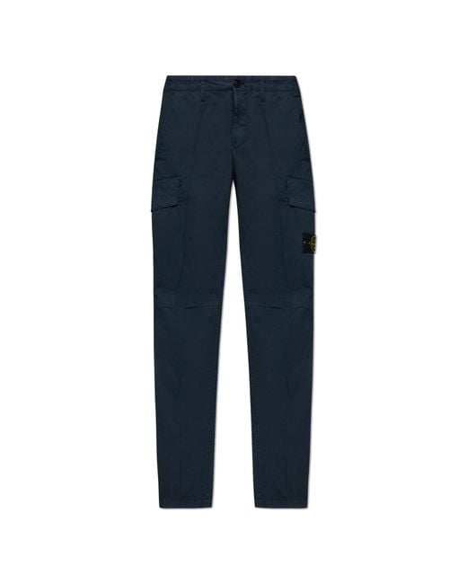 Stone Island Blue Trousers With Logo for men