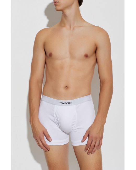 Tom Ford Blue Two-Pack Of Cotton Boxer Briefs With Logo for men