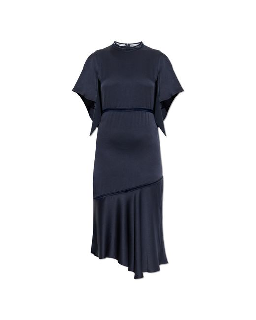 Fabiana Filippi Blue Satin Dress With An Asymmetric Cut