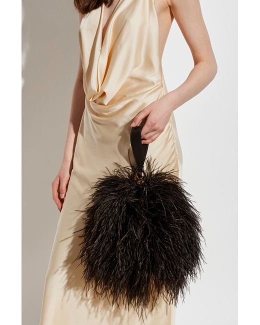Ferragamo Black Ostrich Feather Bag
