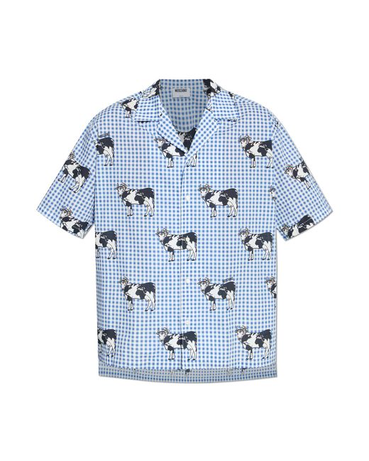 Moschino Blue Shirt With Animal Motif for men