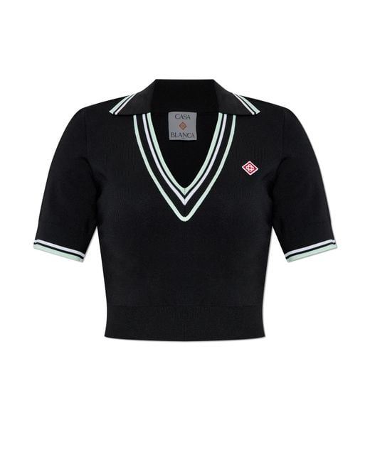Casablanca Black Polo With Logo Patch