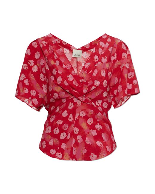 Isabel Marant Red Silk Top "Faljane"